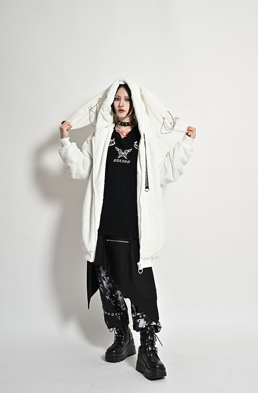 国産品 PSYCHO (133133 うさ耳チェーンフードブルゾン NATION】 ジャケット・アウター