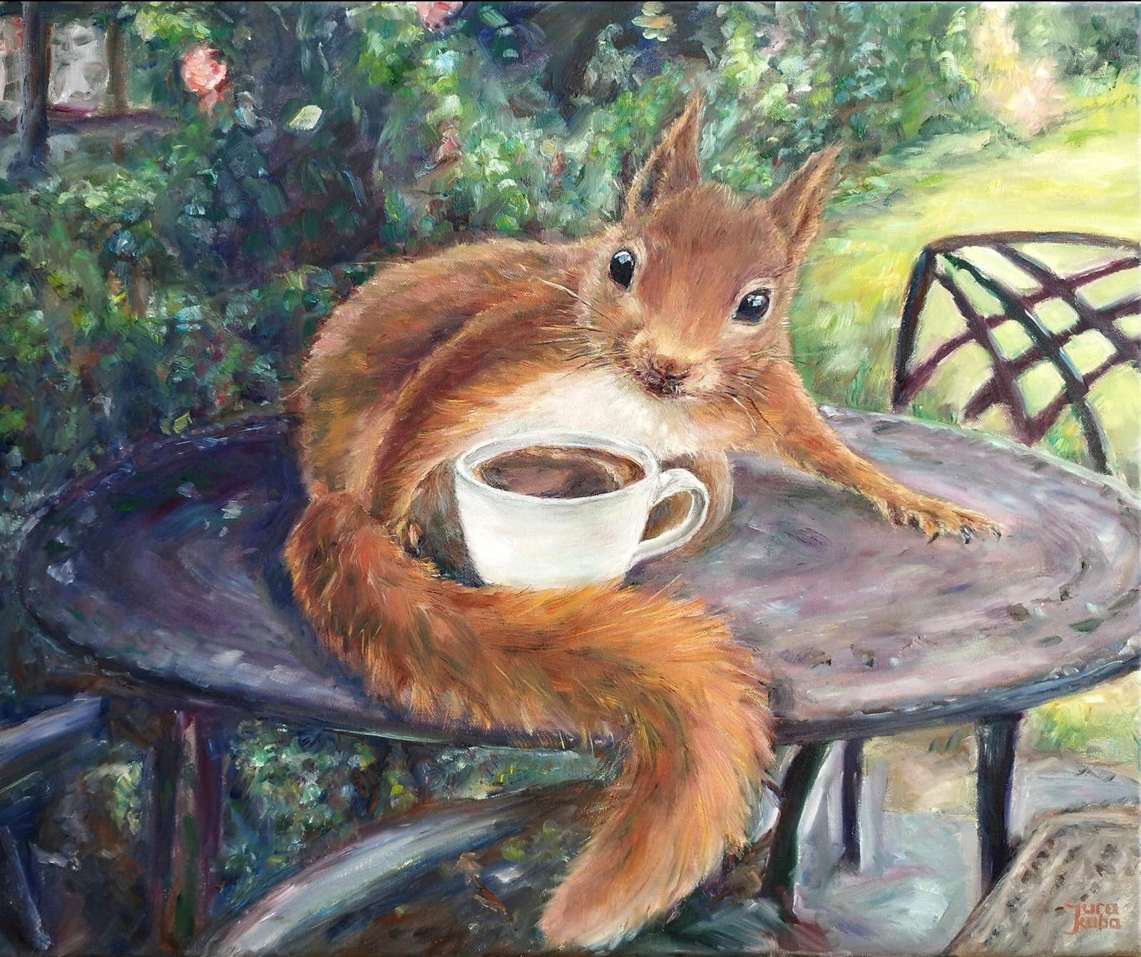 Squirrel, oil painting on canvas, 60 x 50 cm