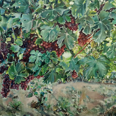 Trauben in Weinbergen von Jurakuba-Art, Ölgemälde auf Leinwand, 92 x 65 cm.jpg