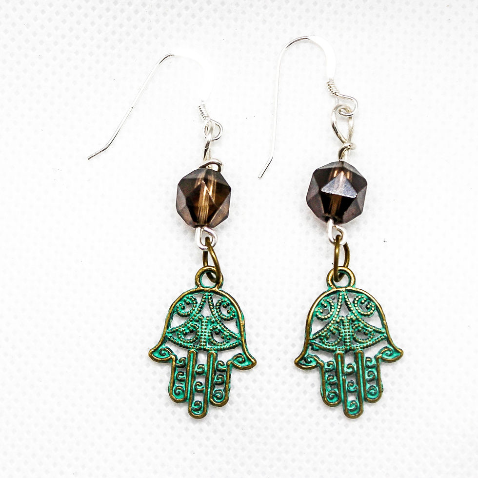 Smoky Quartz Hamsa Earrings