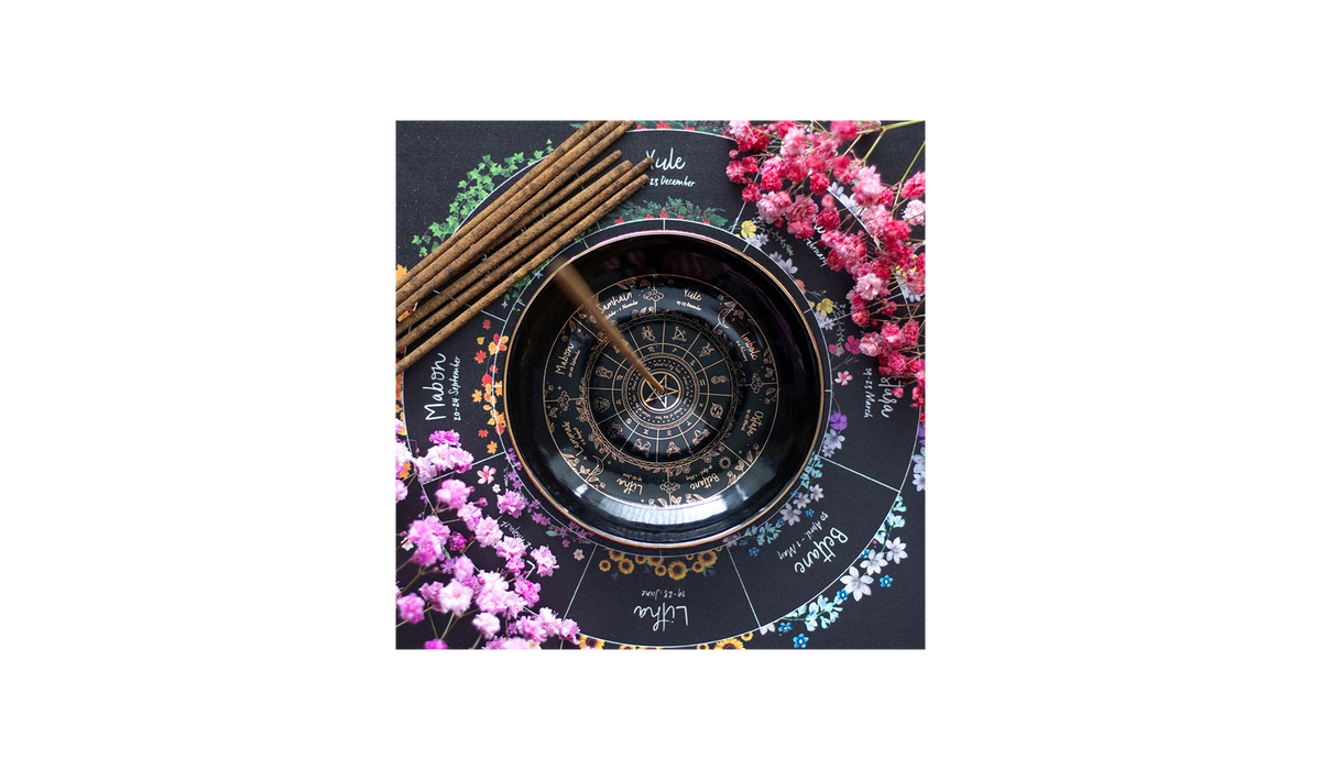 Wheel of the Year Incense Ash Catcher – Pagan Sabbat Design