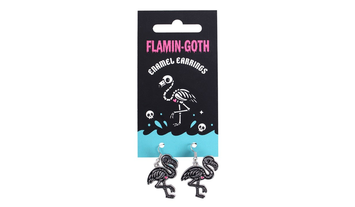 Skeleton Flamingo Earrings – Gothic Statement Jewellery