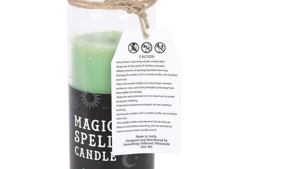 Thumbnail: Luck Magic Spell Candle – Green Tea Scented Glass Ritual Candle