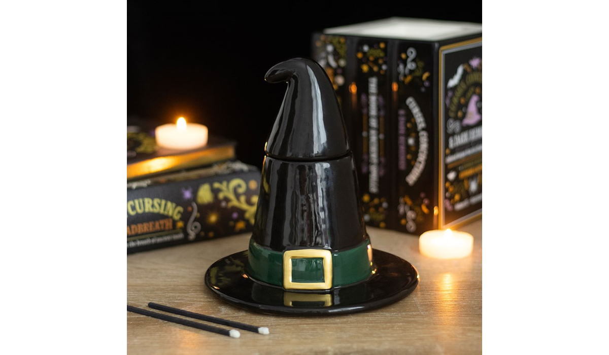 Black Witch Hat Oil Burner & Wax Warmer | Gothic Halloween Home Fragrance
