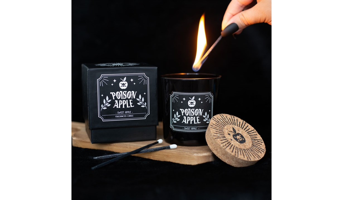 Poison Apple Sweet Apple Candle – Gothic Black Glass Fairytale Candle