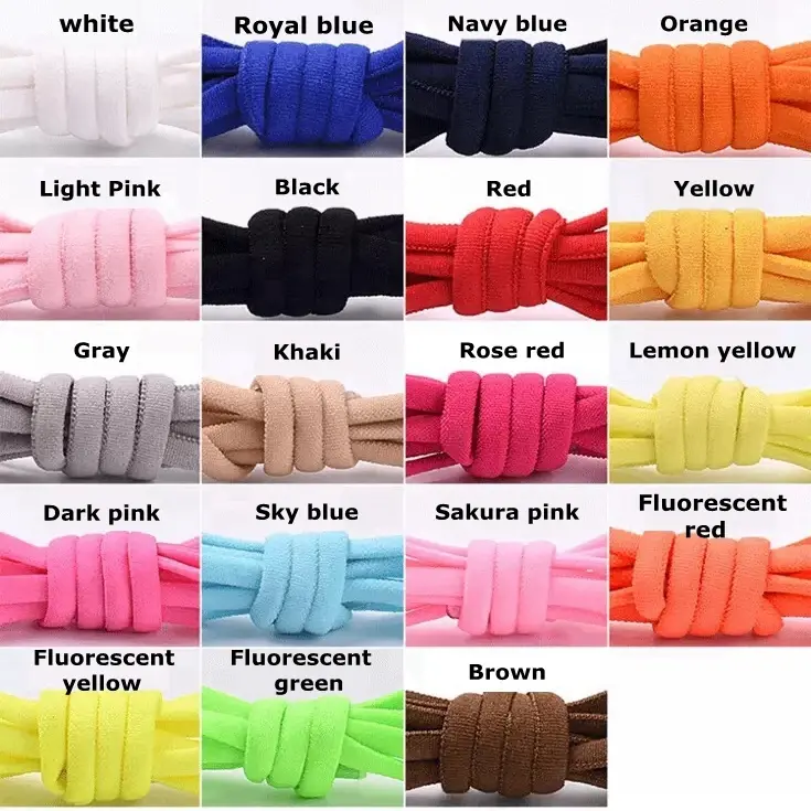 Thumbnail: 1Pair No Tie Shoelaces Round Elastic Shoe Laces for Kids and Adult Sneakers