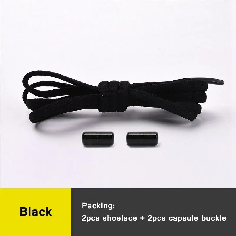Thumbnail: 1Pair No Tie Shoelaces Round Elastic Shoe Laces for Kids and Adult Sneakers
