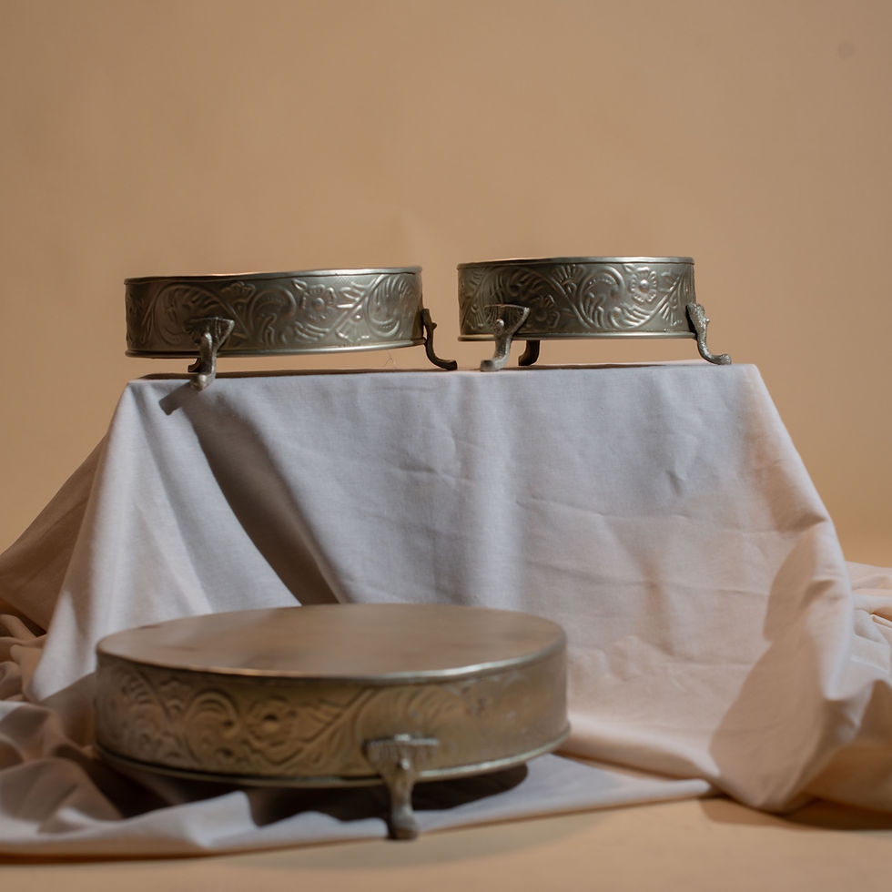 Thumbnail: Decorative Embossed Metal Footed Pedestals