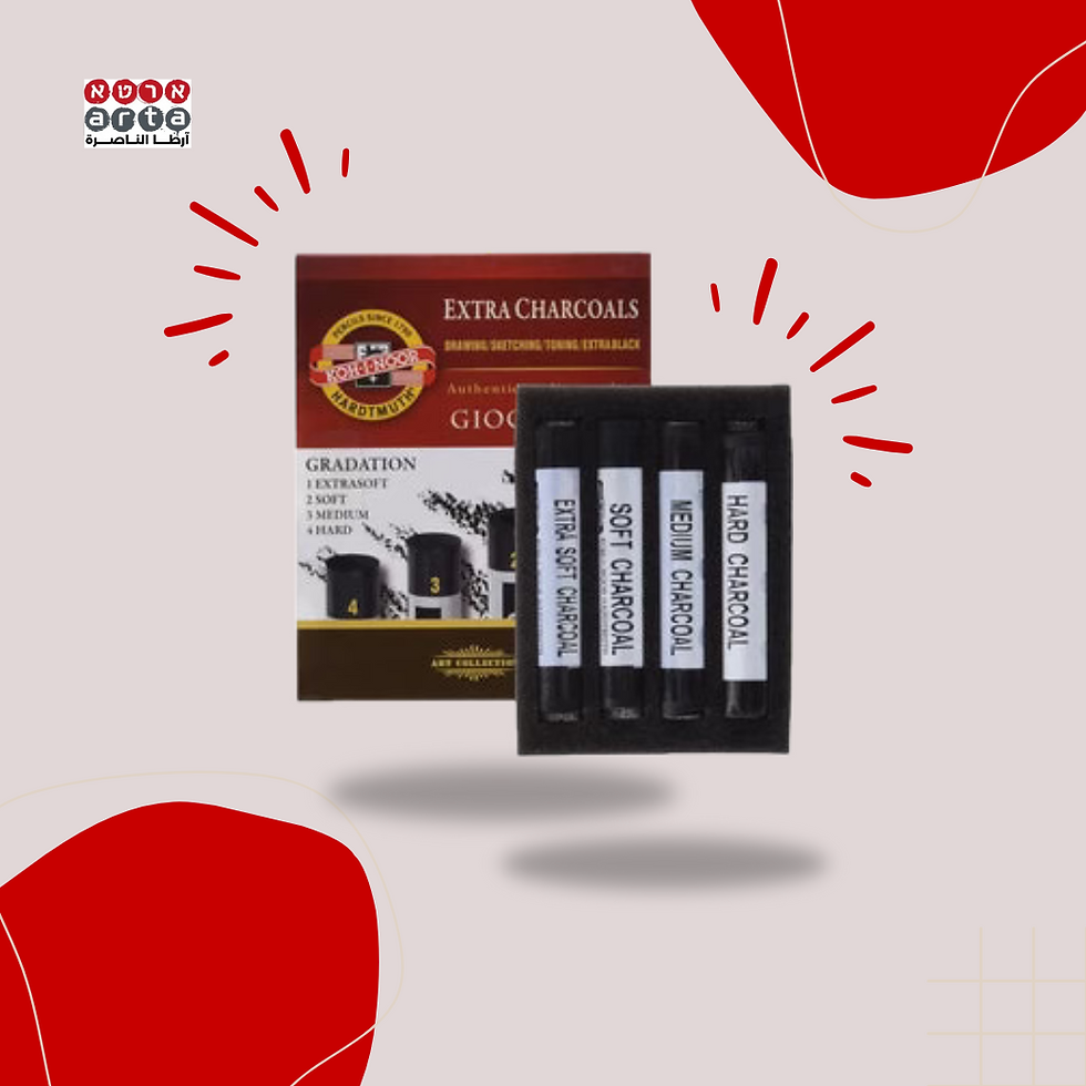 סט פחם סינטטי 12 ממ קוטר 4יח קוהינור kohi noor gioconda 4 extra charcoals