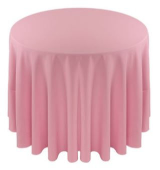 Thumbnail: fabric swatch of polyester linen color choices in dusty pink on table