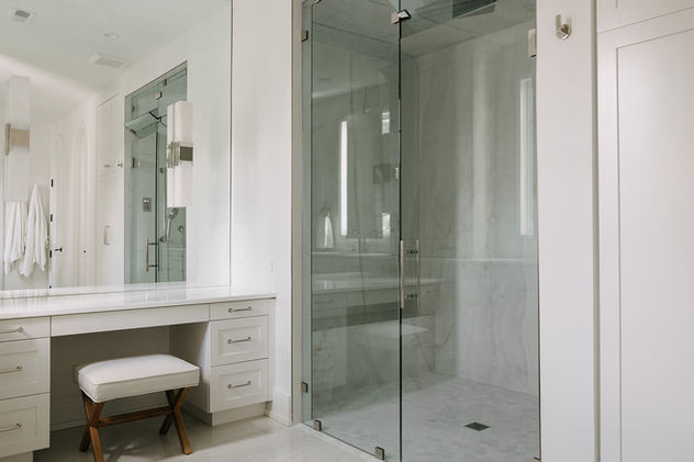 White bathroom makeup vanity