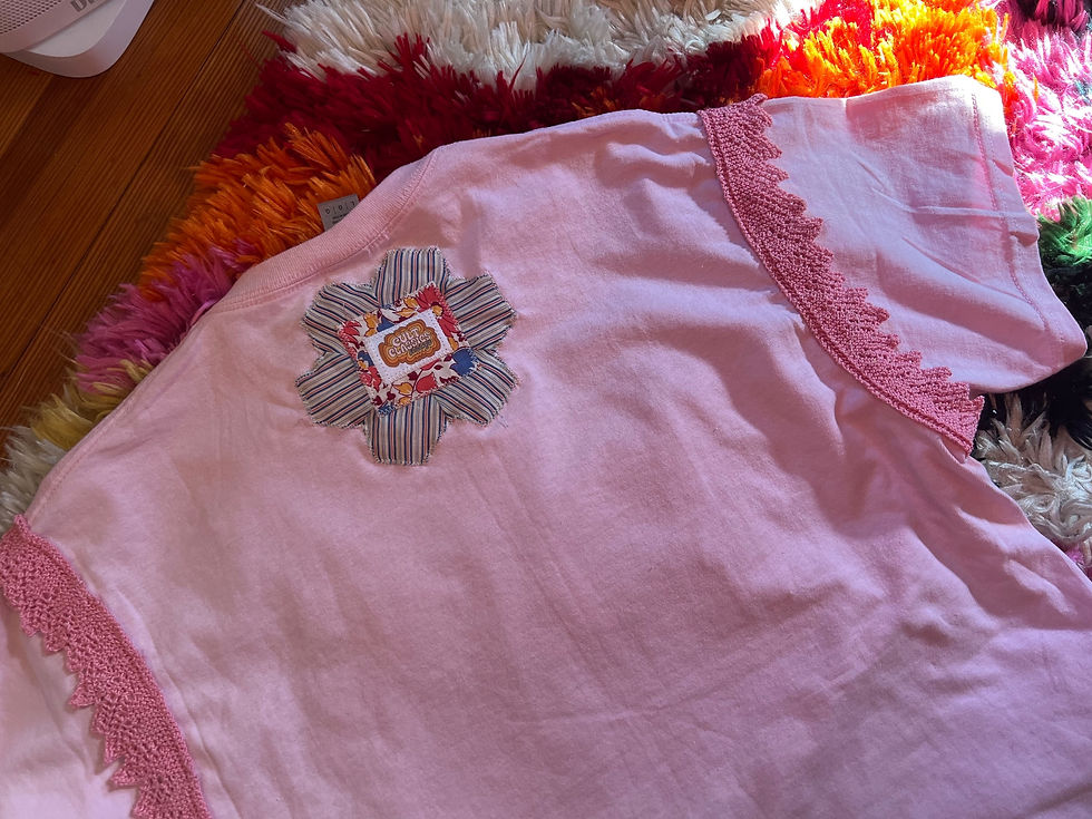 Thumbnail: Quilt Block T-shirt - Baby Pink