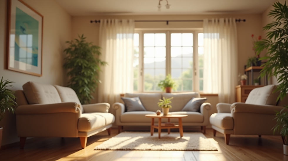 Eye-level view of a cozy assisted living apartment with natural light