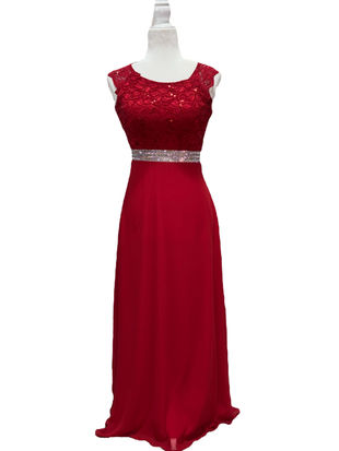 Red lace and chiffon maxi dress