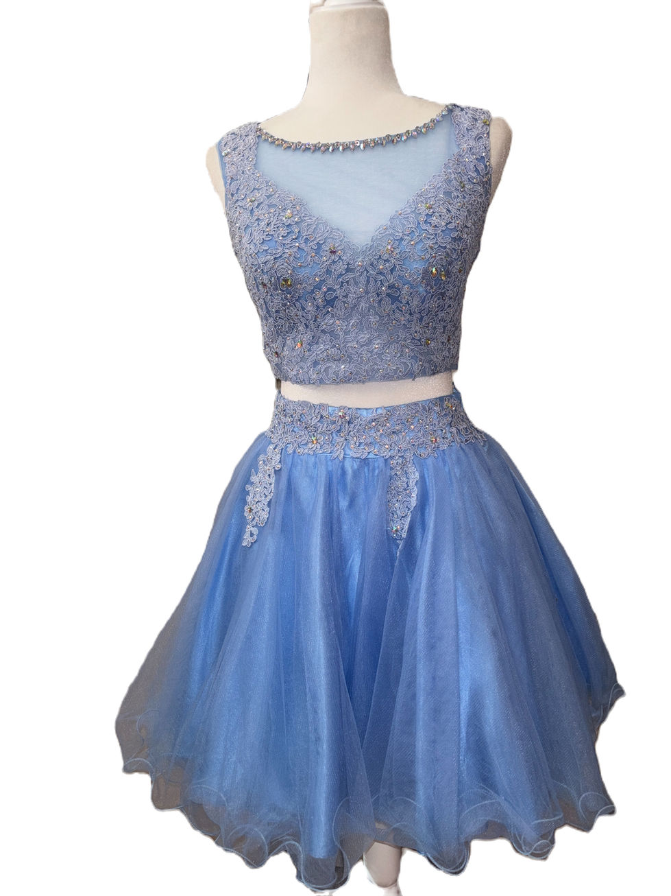 Light blue lace two-piece dress