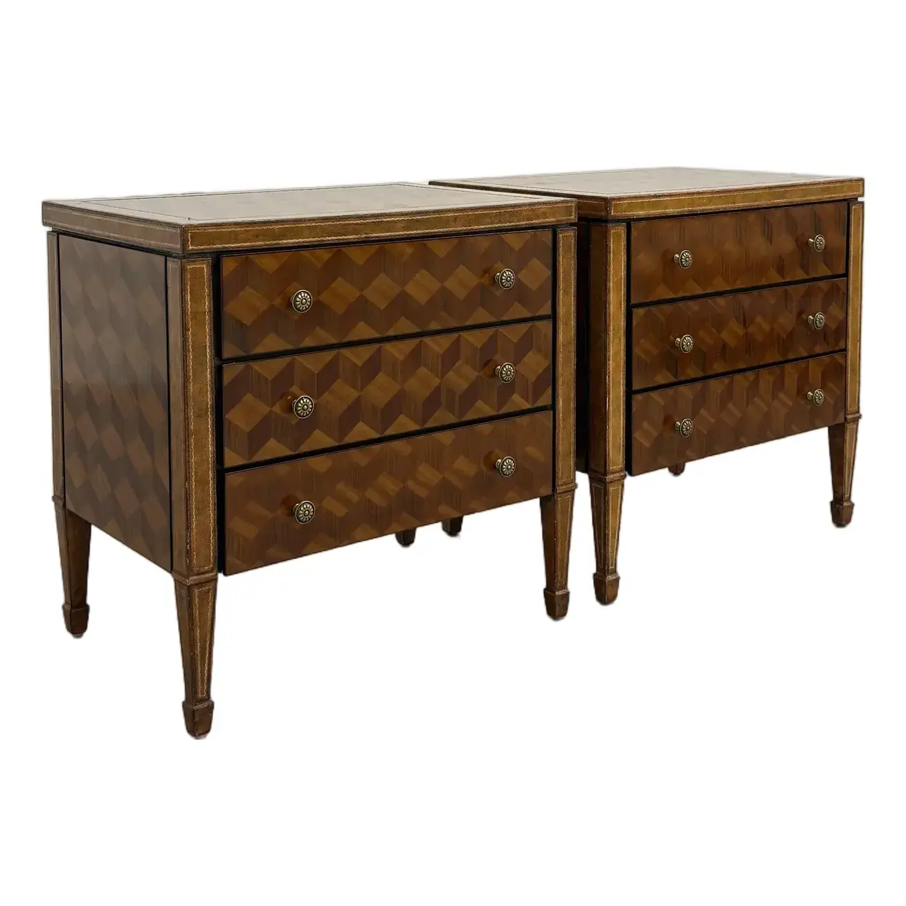 Vintage Maitland-Smith Marquetry Bedside Tables – Pair