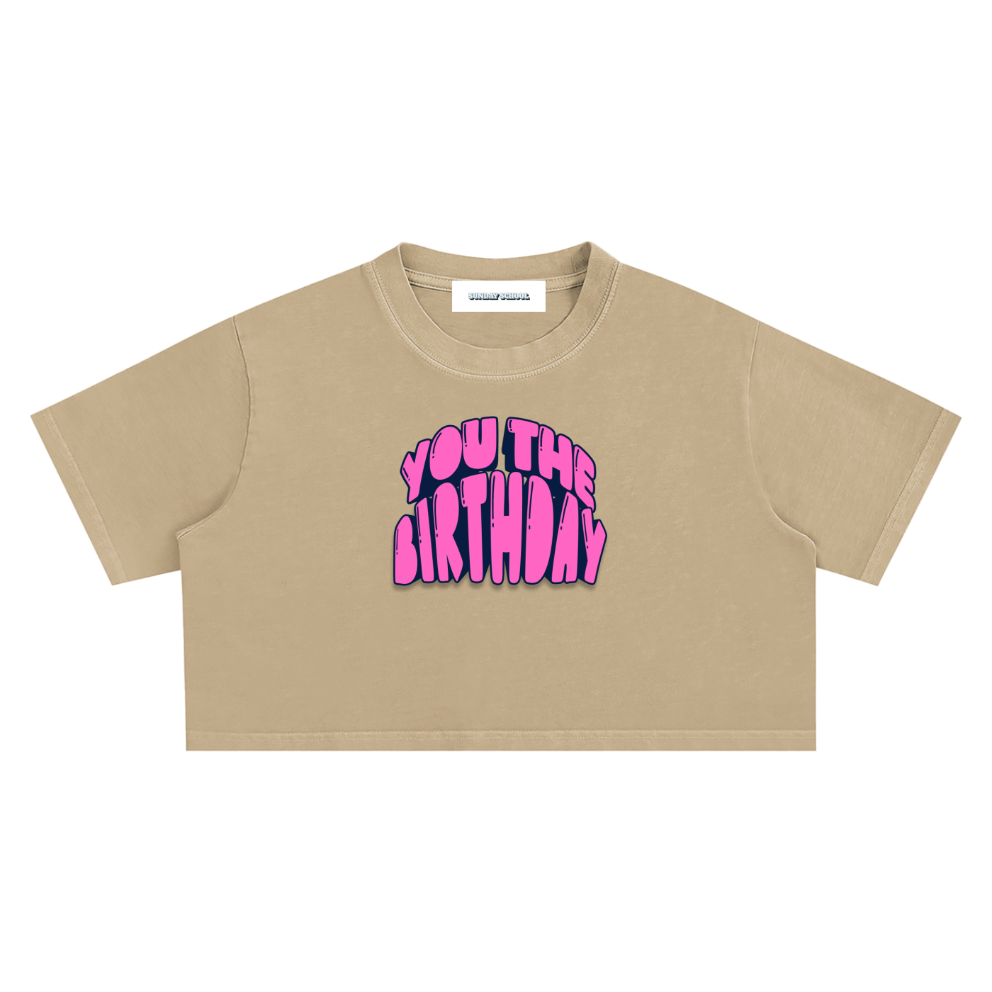 YOU THE BIRTHDAY Snow Washed Crop Top - Khaki