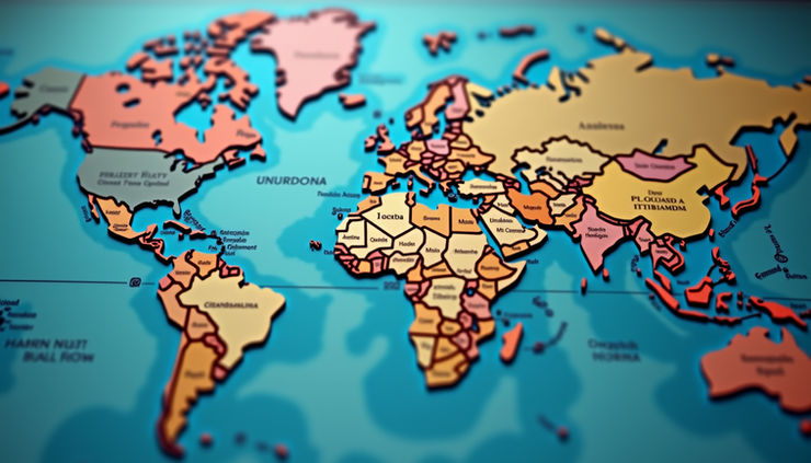 Visoki kut prikaza globalne karte s označenim područjima primjene asitromicina