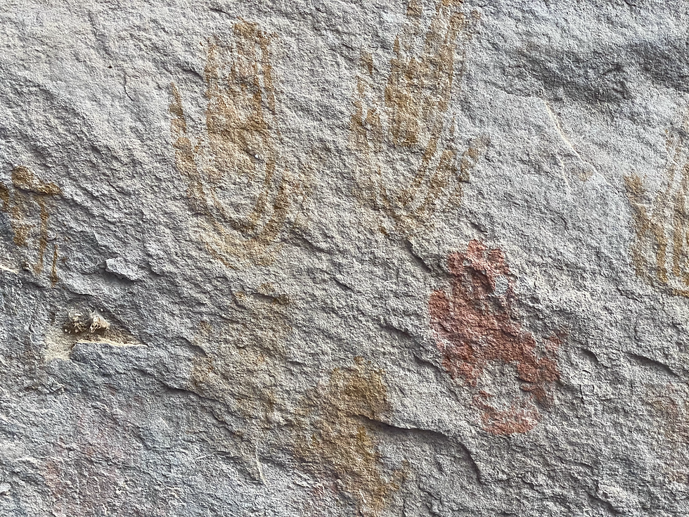 These hand prints were made by Native Americans that considered this site sacred, Cave Spring, Needles District of Canyonlands, Canyonlands National Park