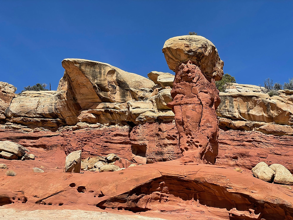 When coming from the Fruita side, you pass this rock formation a few hundred feet before reaching the junction to the North and South Overlook