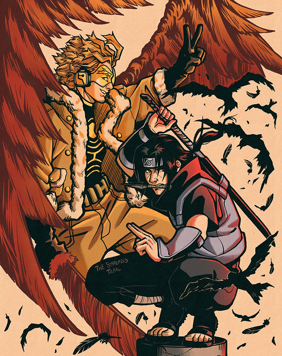 hawks itachi uchiha naruto my hero academia