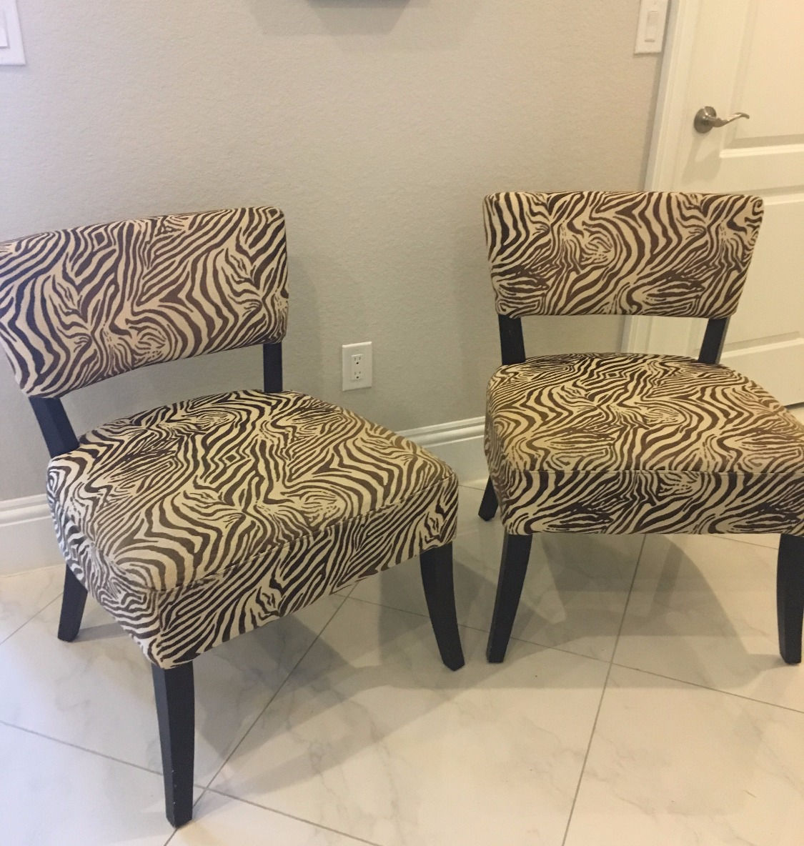 Zebra Print Upholstered Chair - Set of 2