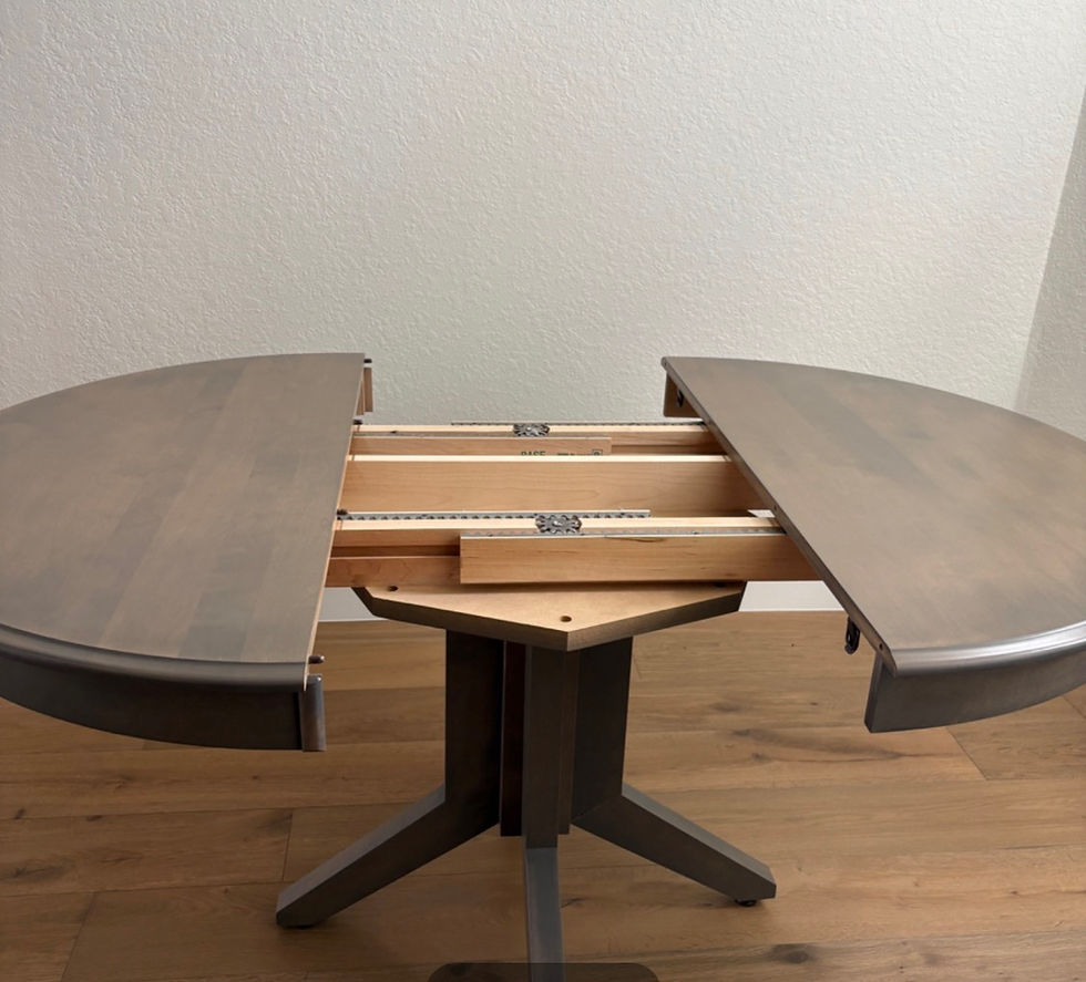 Thumbnail: Canadian-Made Solid Wood Round Pedestal Dining Table with Leaf