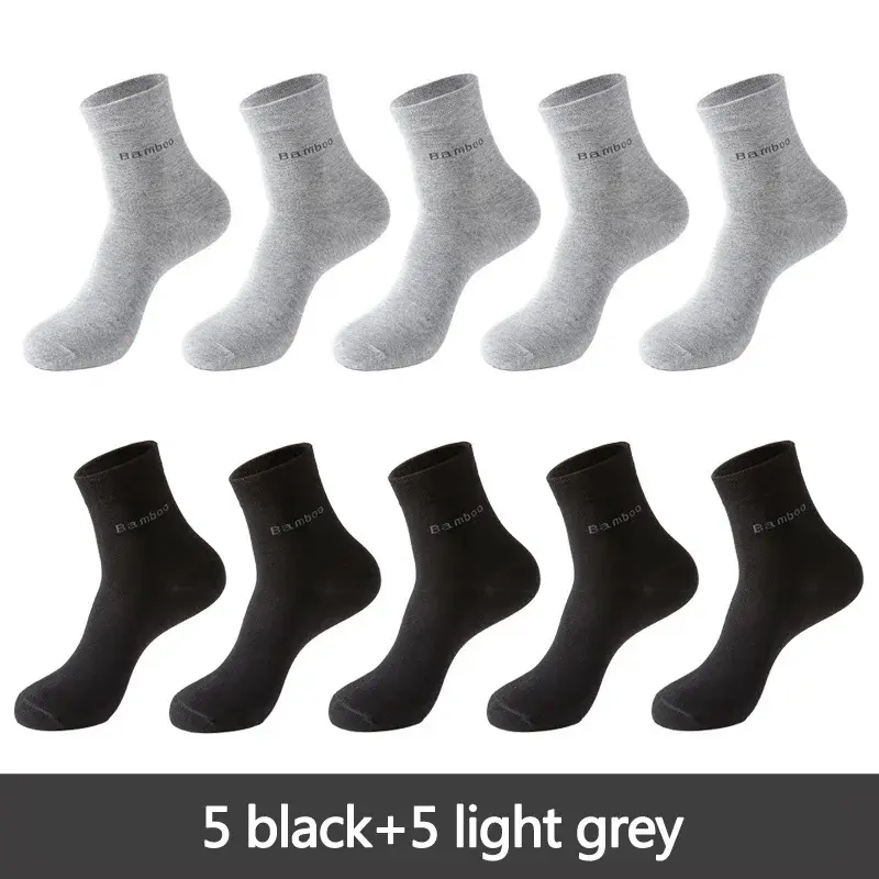 Thumbnail: 10 Pairs Bamboo Socks Men Anti-Bacterial Breathable Men's Crew Socks