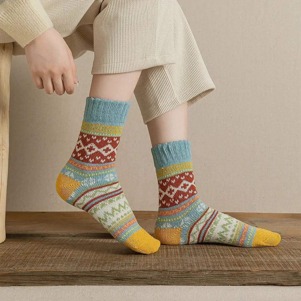 Thumbnail: 5Pairs winter Thick Warm Women Socks Vintage  Colourful Socks Gift