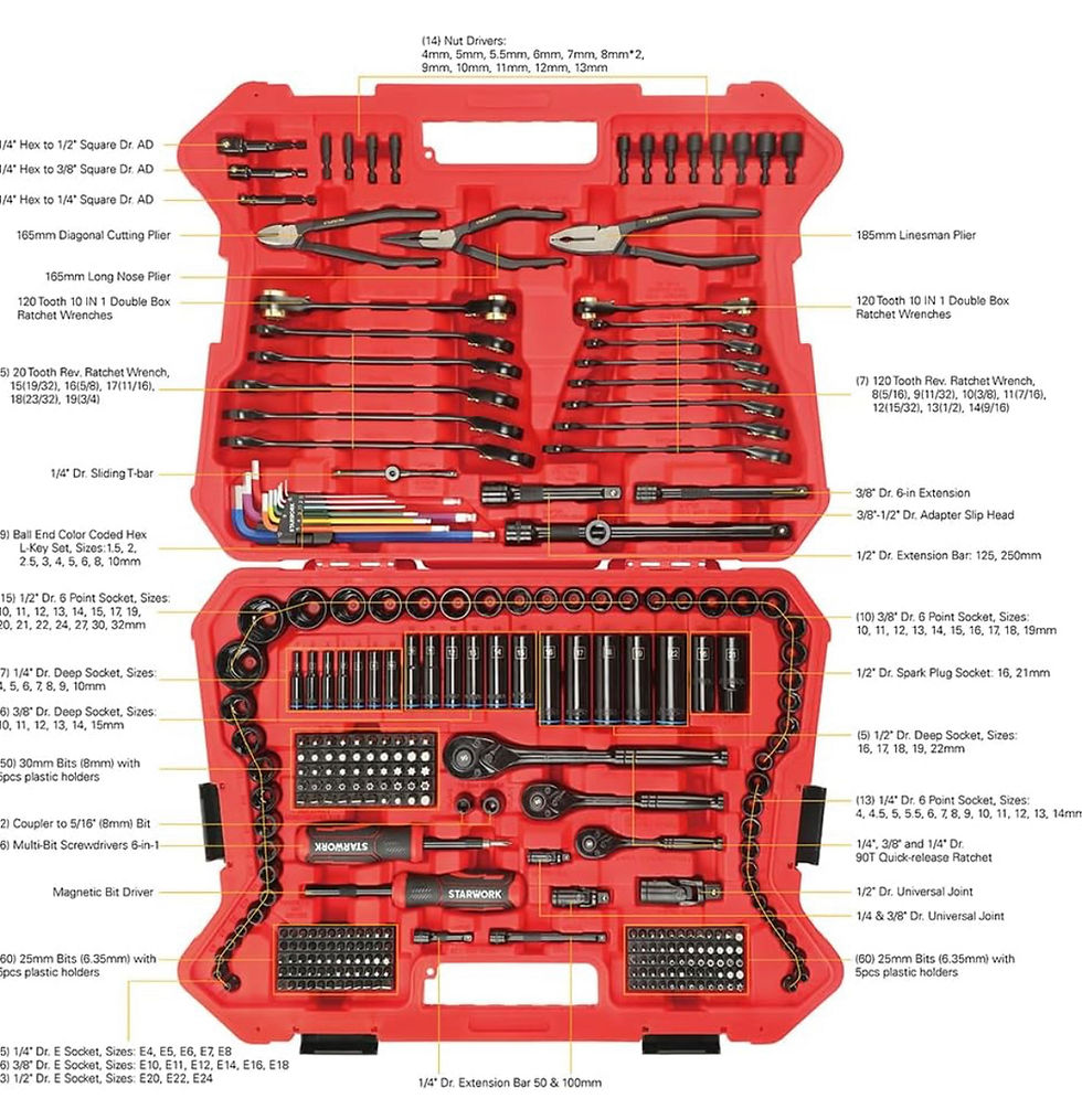Thumbnail: 305-Piece Mechanics Tool Set 120T 2-IN-1 Reversible Ratcheting Wrench Profession