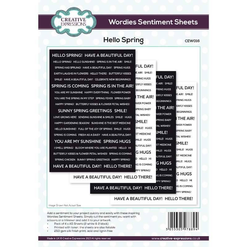 Hello Spring Wordies - Sentiment Sheets By Creative Expressions - Craftmania Stock Photo 1