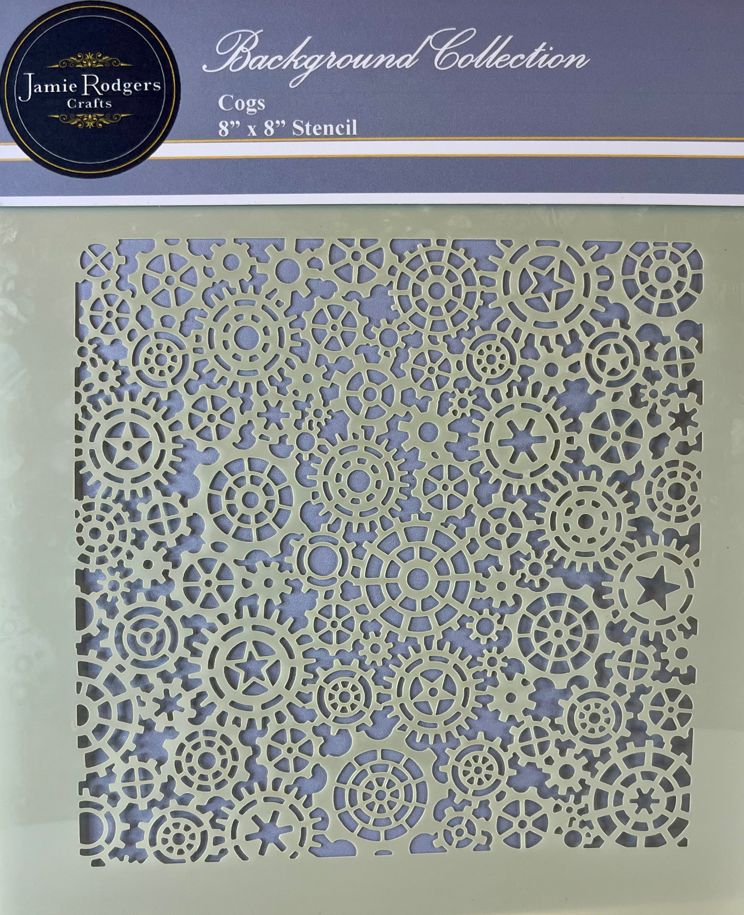 Cogs Background 8x8" Stencil - The Mechanical Collection By Jamie Rodgers Crafts