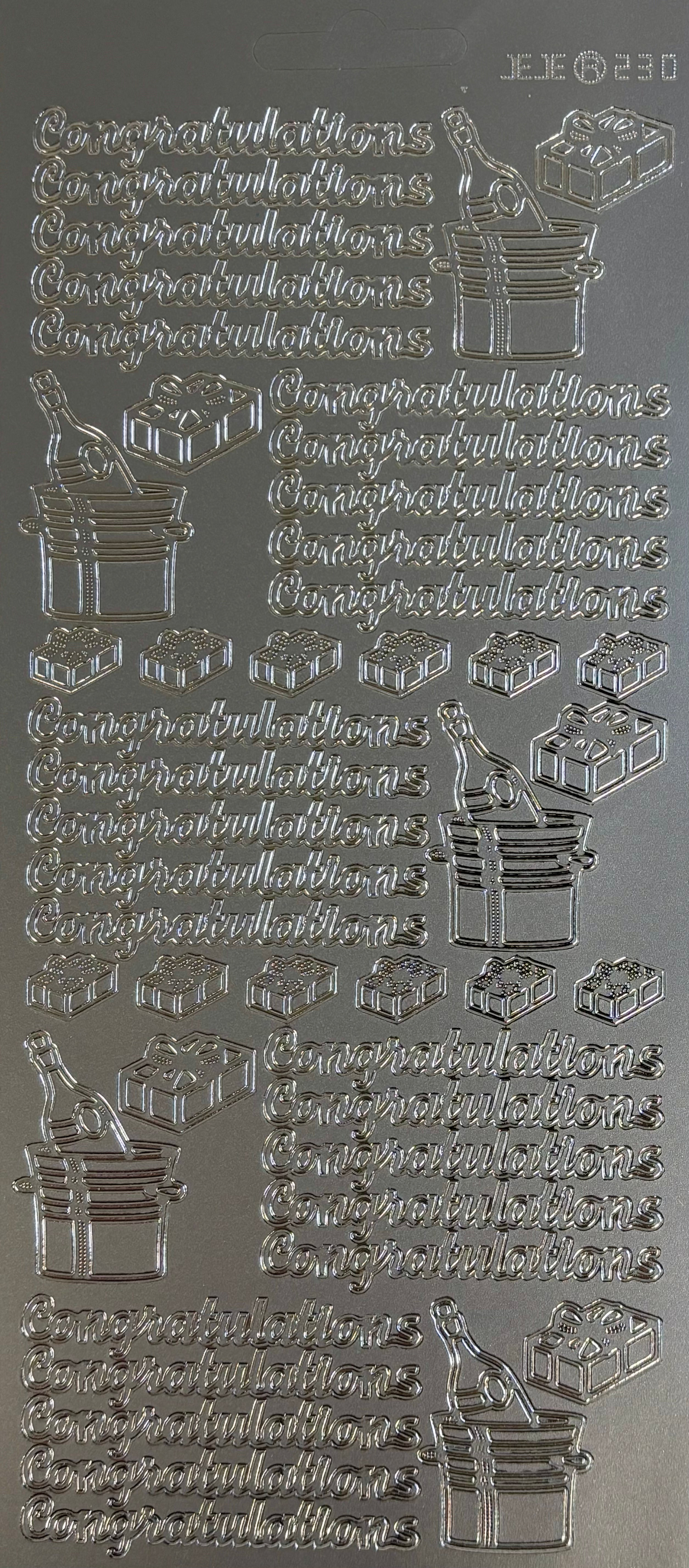 Congratulations - Silver - Peel Offs - Craftmania Stock Photo 1