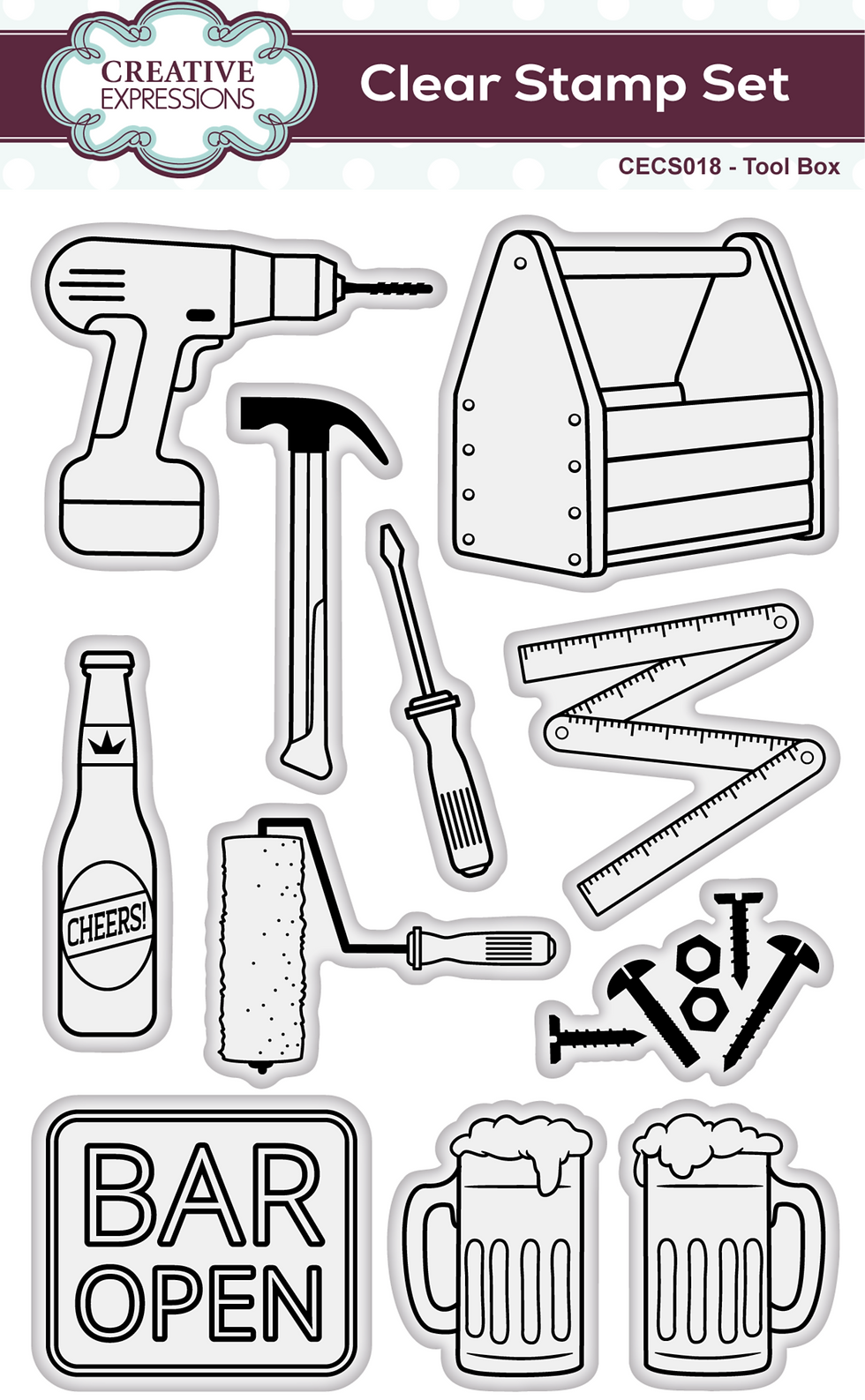 Tool Box - A6 Clear Stamp Set By Creative Expressions