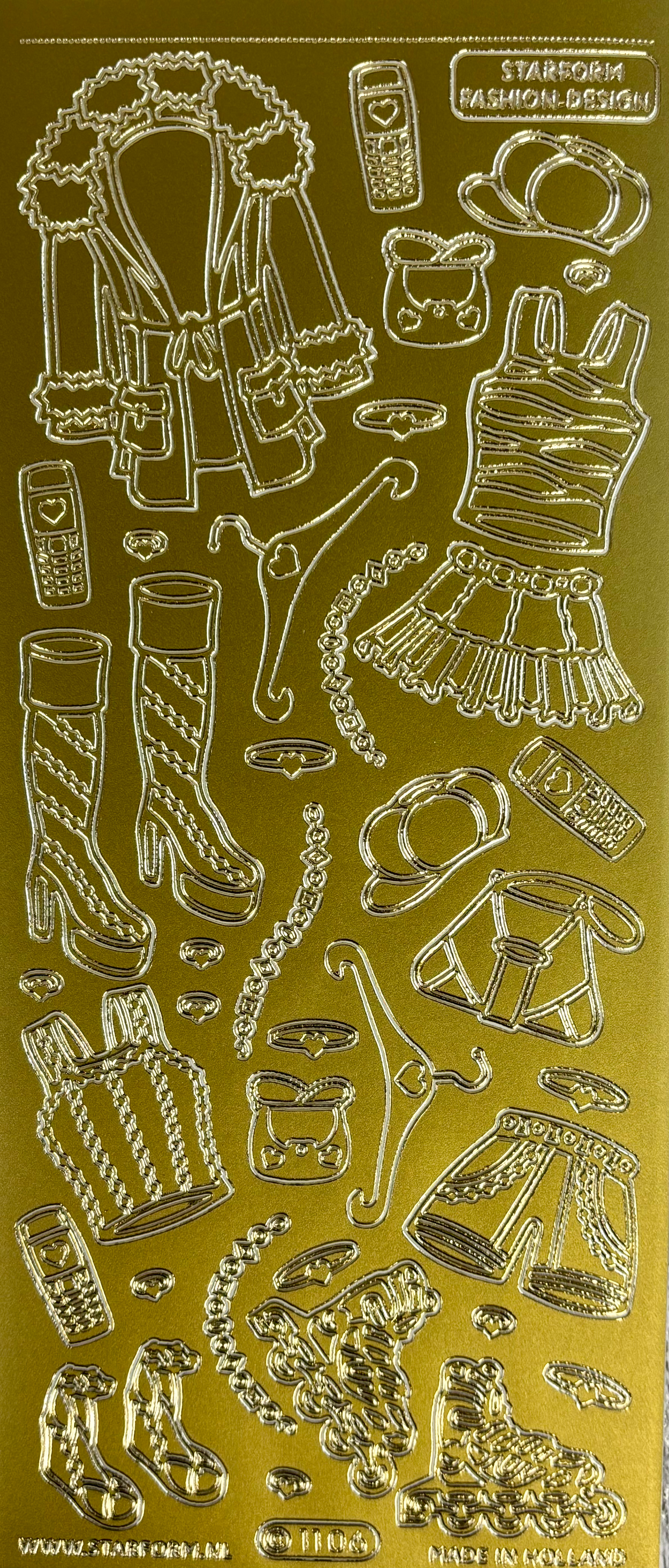 Assorted Fashion - Gold Peel Off Sticker By Starform - Craftmania Stock Photo 1
