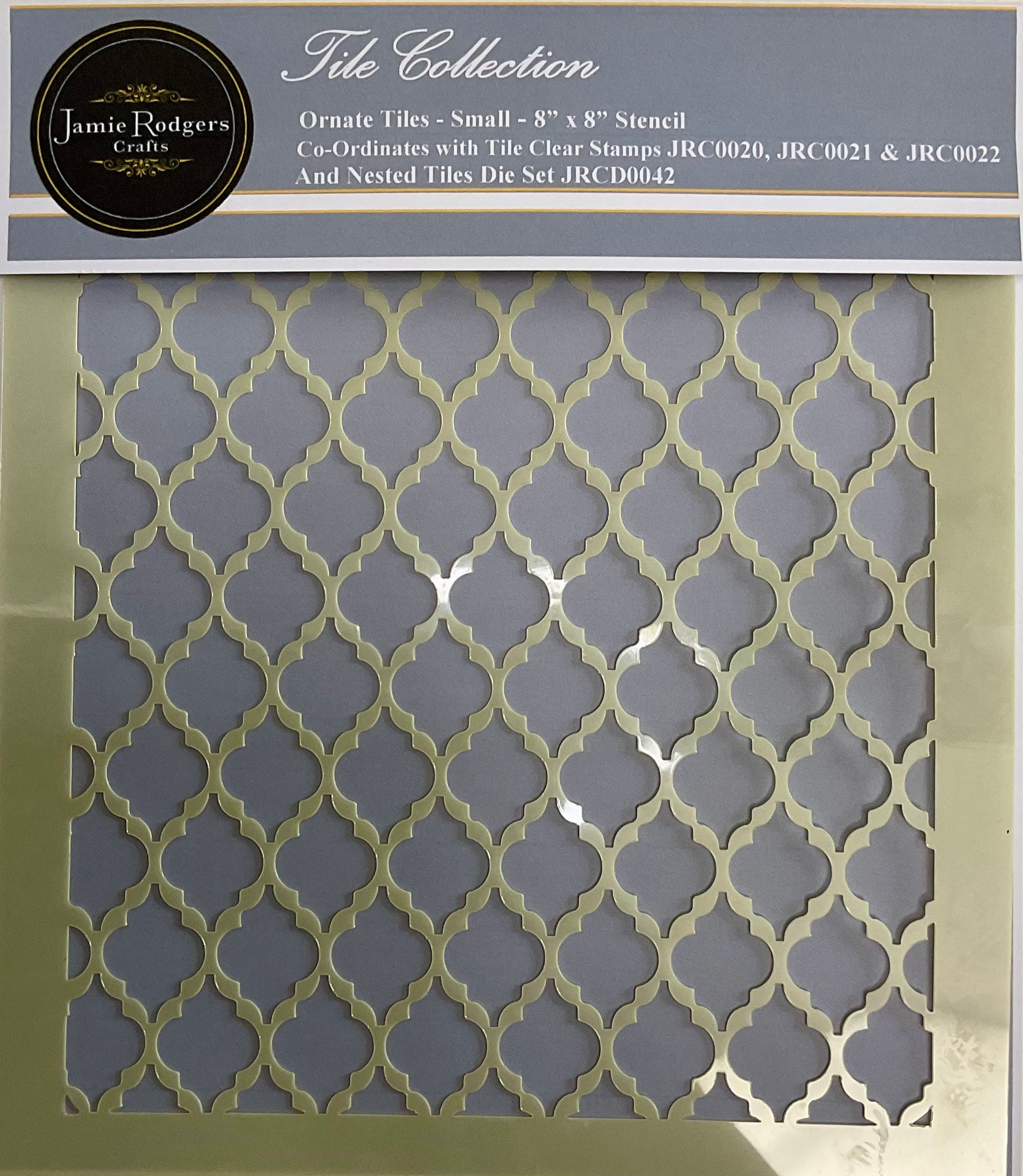 Ornate Small Tiles 8"x 8"Stencil - Tile Collection By Jamie Rodgers Crafts