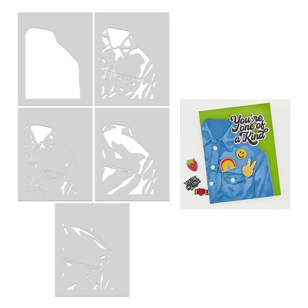 Jean Jacket Layering Stencil Set - By Hero Arts - Craftmania Stock Photo 2