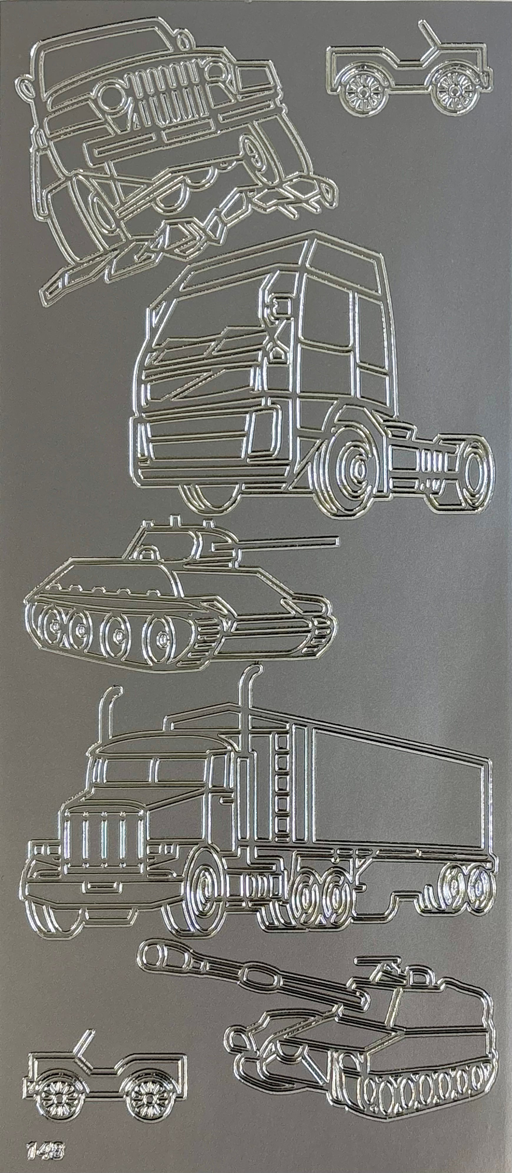 Trucks And Tanks - Silver - Peel Offs - Craftmania Stock Photo 1