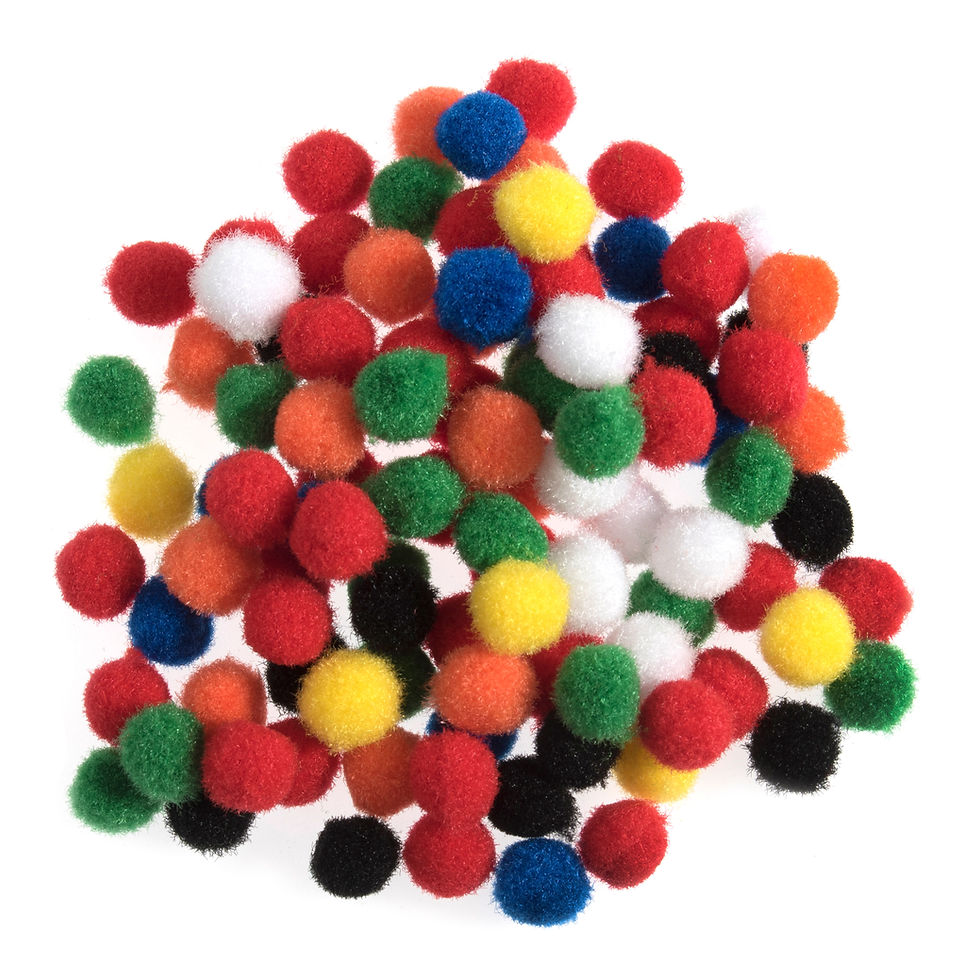 Pom Poms: 0.7cm: Mixed: Pack of 100 By Trimits - Craftmania Stock Photo 1