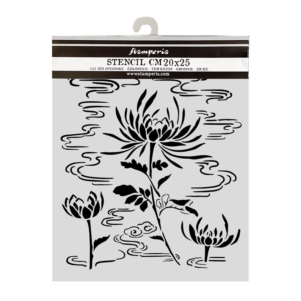 Oriental Garden Lotus Flower Stencil - By Stamperia - Craftmania Stock Photo 1
