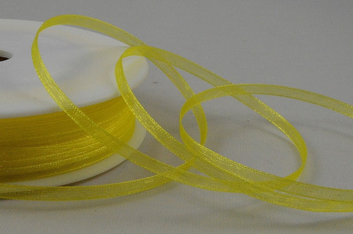 Yellow Sheer Ribbon - 3mm wide - 50mtr Roll | Craftmania