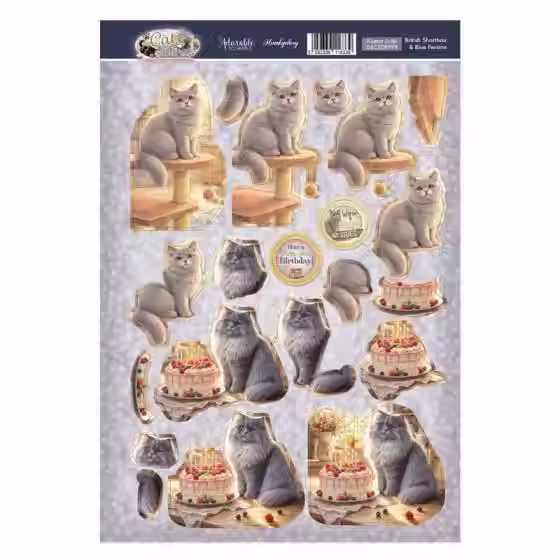 British Shorthair & Blue Persian Decoupage Topper Sheet - By Hunkydory - Craftmania Stock Photo 1