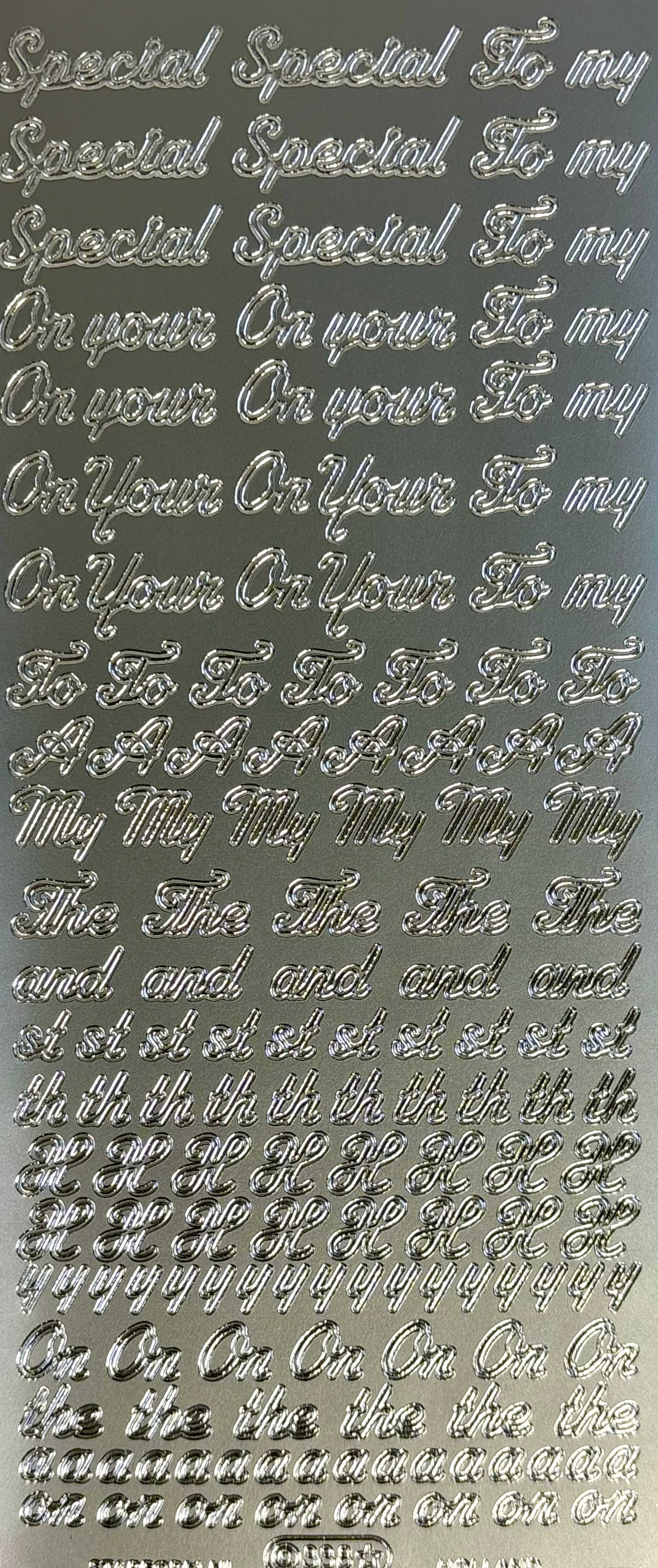 Special, On Your etc - Silver Sentiments Stickers By Starform - Craftmania Stock Photo 1