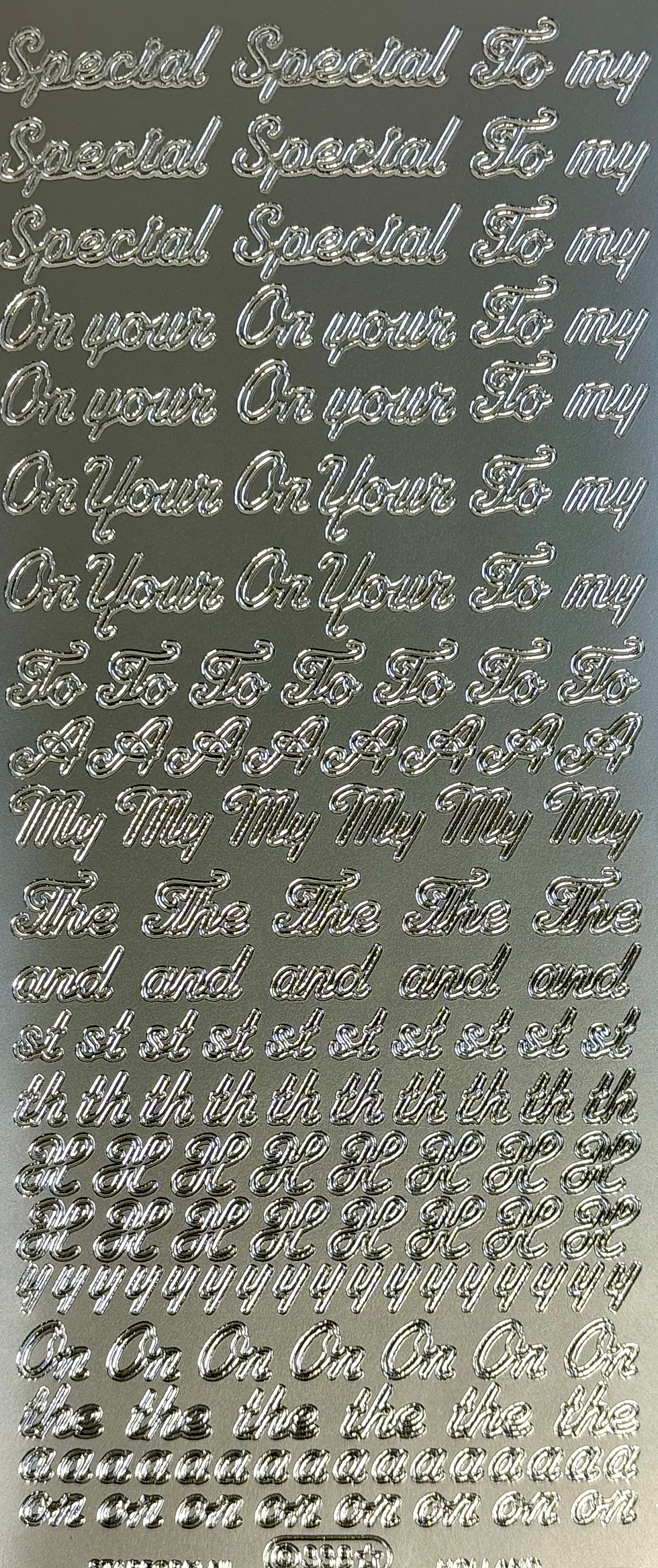 Special, On Your etc - Silver Sentiments Stickers By Starform - Craftmania Stock Photo 1