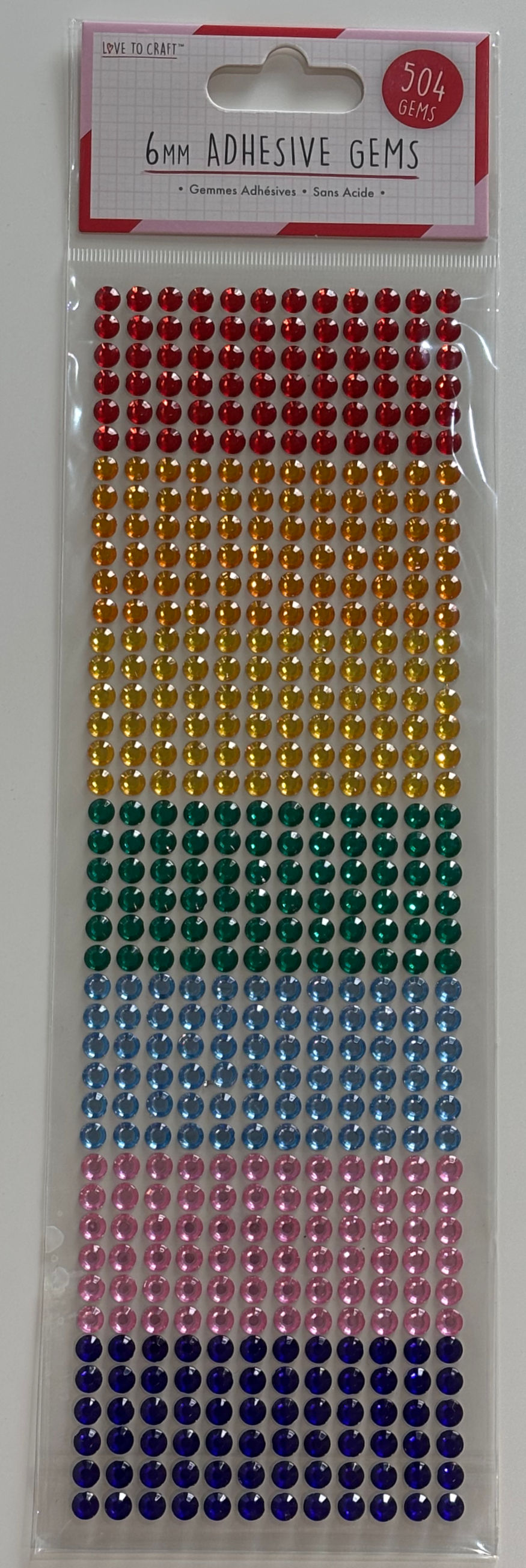 Rainbow - 6mm Adhesive Gems - Pack Of 504pc By Love To Craft™ - Craftmania Stock Photo 1
