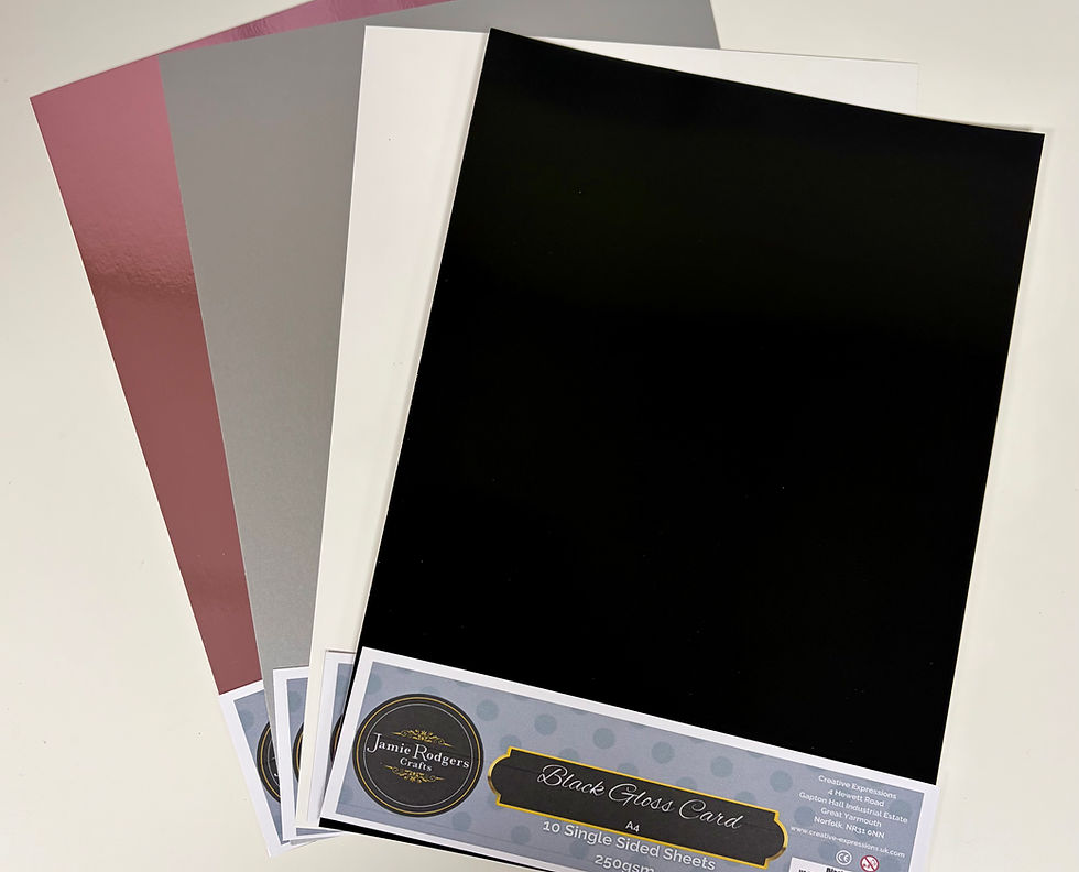 Black Single Sided Gloss Card A4 250gsm By Jamie Rodgers Crafts - Craftmania Stock Photo 2