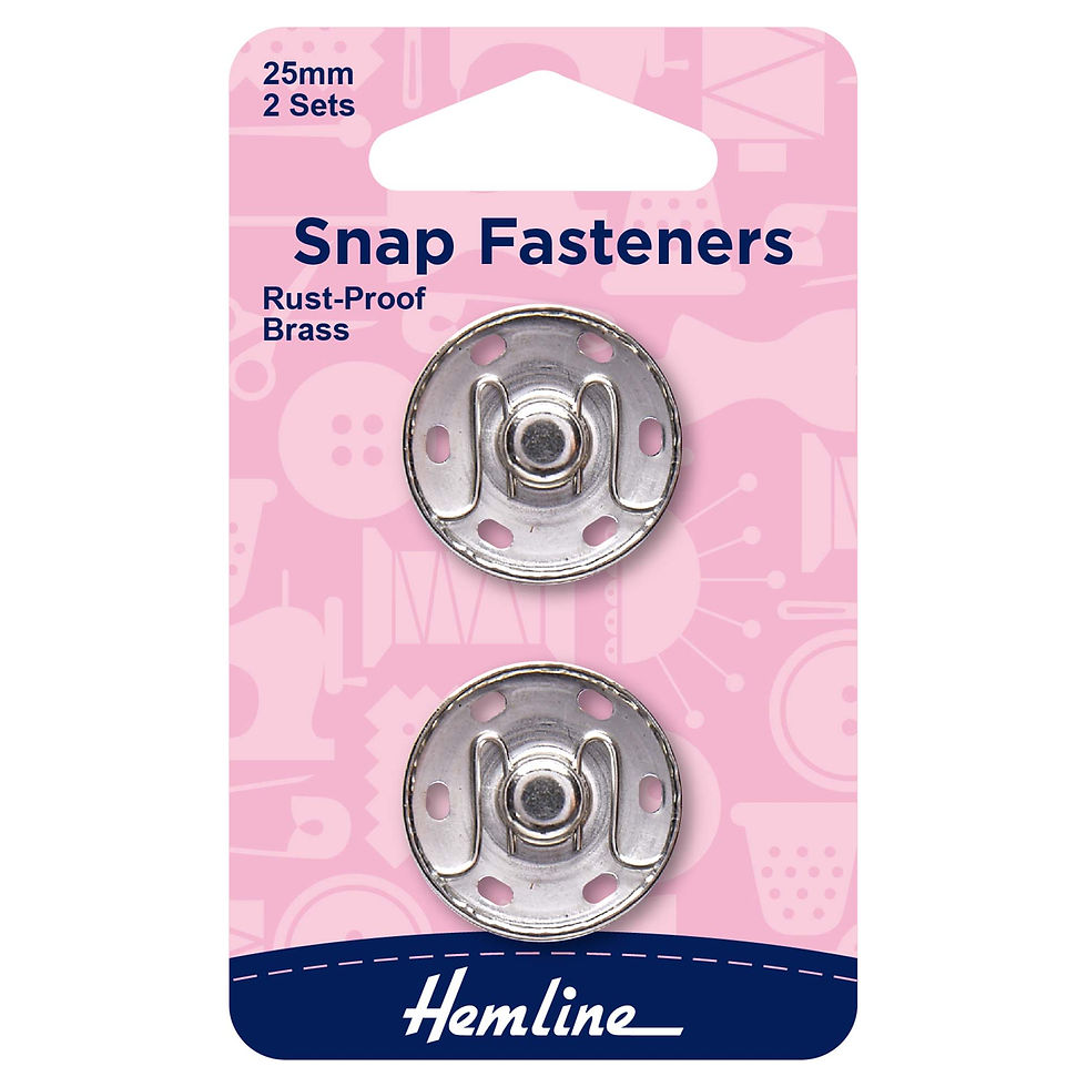 Snap Fasteners: Sew-on: Silver: 25mm By Hemline - Craftmania Stock Photo 1