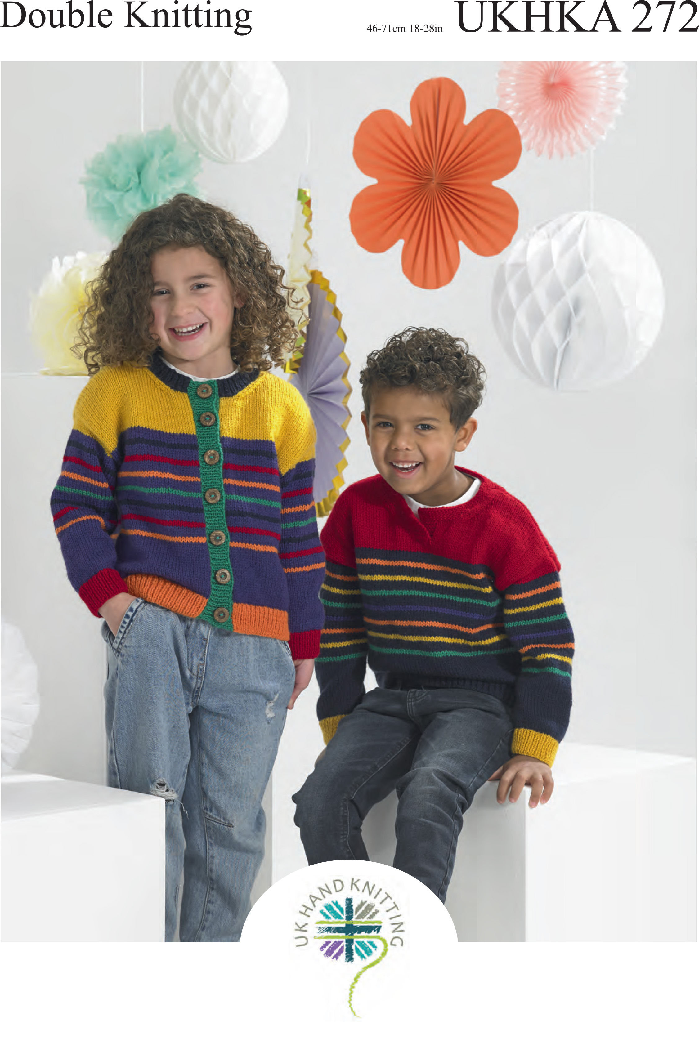 Childs Striped Cardigan and Jumper  Double Knitting Pattern By Ukhka - Craftmania Stock Photo 1