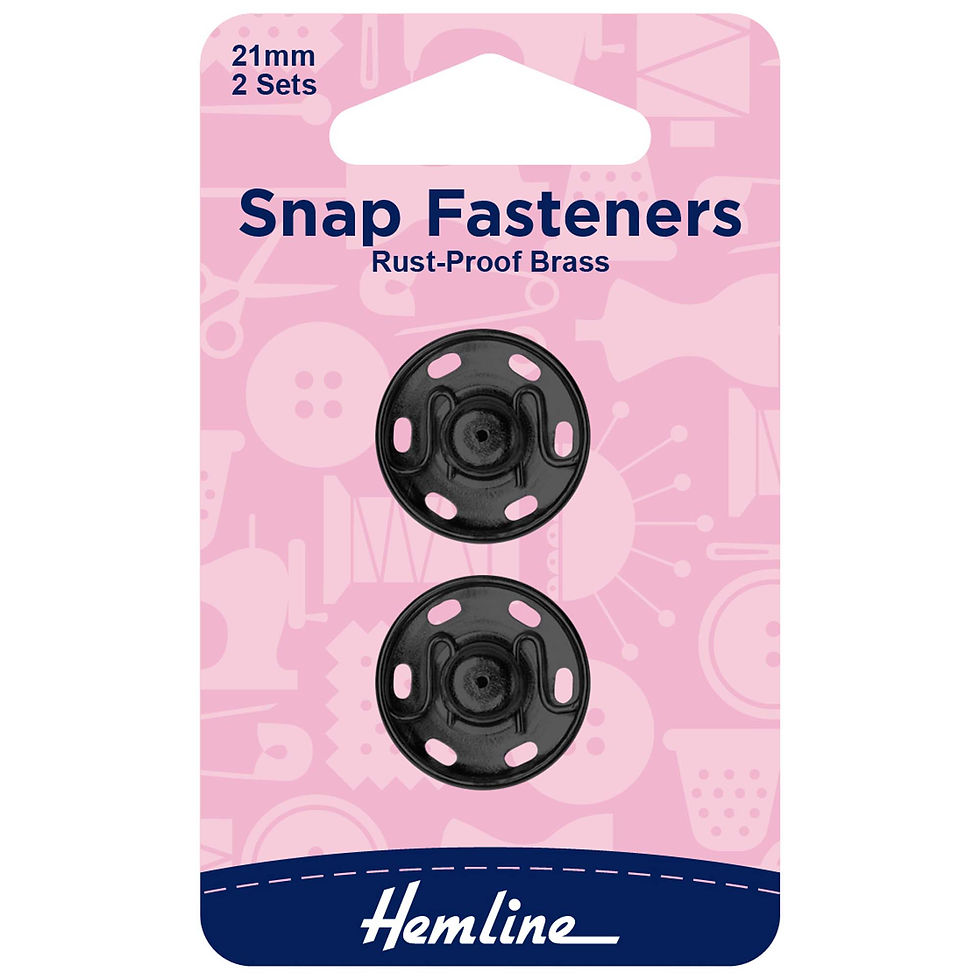 Snap Fasteners: Sew-on: Black: 21mm By Hemline - Craftmania Stock Photo 1