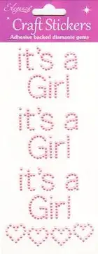 Pink It's a girl gems -Sticky Back By Eleganza - Craftmania Stock Photo 1